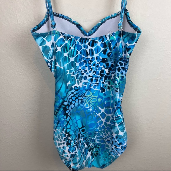 Magicsuit Woman’s one piece swimsuit-blue shades pattern-shirred front-size 8 - Picture 5 of 12